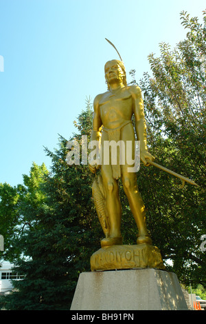 AJD65084, Willmar, MN, Minnesota, Kandiyohi County Museum, Nativi Americani statua Foto Stock