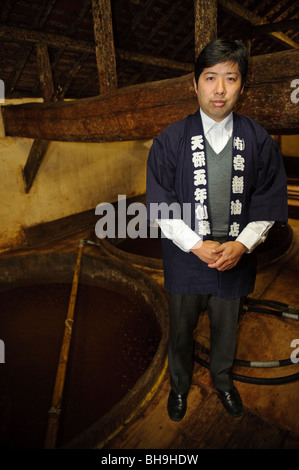 Keiichiro Miya, CEO di Miya Shoyu salsa di soia fabbrica, Sanuki-machi, Giappone, 31 gennaio 2010. Foto Stock