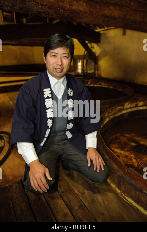 Keiichiro Miya, CEO di Miya Shoyu salsa di soia fabbrica, Sanuki-machi, Giappone, 31 gennaio 2010. Foto Stock