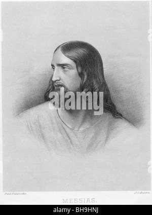 Ritratto del Messia. Incisione di Giovanni Chester Buttre (1821-1893), basata sul lavoro di Paul Delaroche (1797-1856) Foto Stock