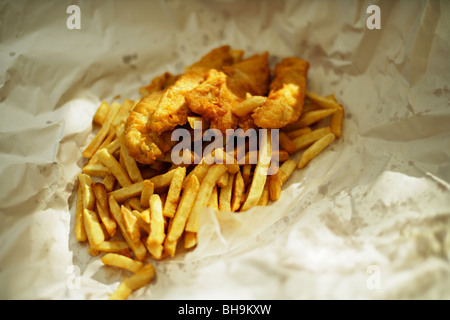 pesce e patatine fritte Foto Stock