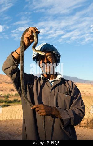 Il serpente incantatore nei pressi di Ait Benhaddou, Marocco. Foto Stock