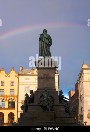 Polonia Cracovia, Monumento al grande poeta polacco Adam Mickiewicz Foto Stock