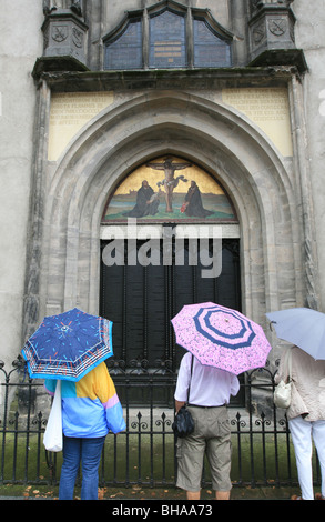 Tutti i Santi " Chiesa in Wittenberg, Germania dove Martin Lutero inviato la sua tesi Ninety-Five Foto Stock