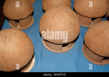 Piccolo capanno home Model artigianato costituito di puro gusci di noce di cocco Foto Stock