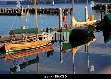 Classic barche di legno al punto Hudson Marina Port Townsend Olympic Peninsula Washington STATI UNITI D'AMERICA Foto Stock