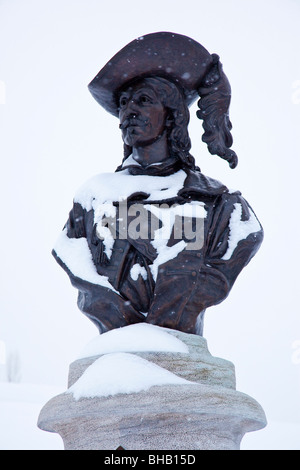 Busto di Pierre Dugua, Sieur de Mons nella Vecchia Québec Canada Foto Stock