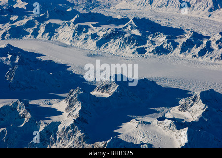 Vista aerea dell'Alaska Range come visto da sud, Interior Alaska, inverno Foto Stock