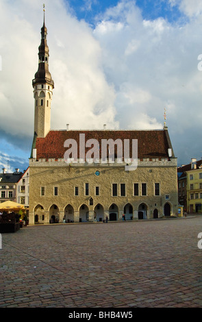 Il Raekoda medievale (Municipio) in Raekoja plats (piazza Municipio), Tallinn, Estonia Foto Stock