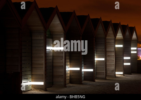 Spiaggia di capanne, Blyth Beach, Northumberland. Regno Unito. Regno Unito Foto Stock