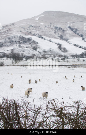Neve invernale vale di edale parco nazionale di Peak District derbyshire England Regno unito Gb Foto Stock