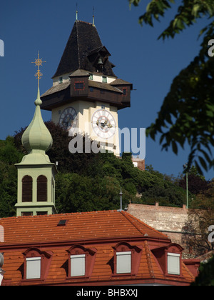 Uhrturm, Torre dell'orologio sul Schlossberg in Graz, Stiria, Austira Foto Stock