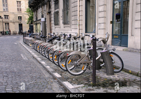 Velib biciclette comunali Foto Stock
