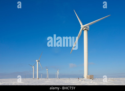 Turbine a Ovenden Moor per centrali eoliche, vicino a Halifax, West Yorkshire, Inghilterra, Regno Unito Foto Stock