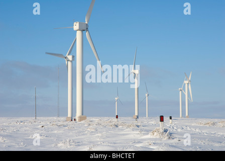 Turbine a Ovenden Moor per centrali eoliche, vicino a Halifax, West Yorkshire, Inghilterra, Regno Unito Foto Stock