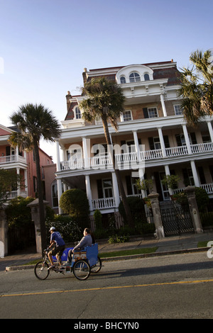 In rickshaw bicicletta Servizio Taxi, Sud batteria, Charleston, Carolina del Sud, STATI UNITI D'AMERICA Foto Stock