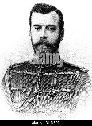 Nicola II, 18.5.1868 - 16.7.1918, Imperatore di Russia 1894 - 1918, ritratto, incisione in legno, circa 1900, Foto Stock