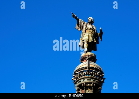 Il monumento di Colombo, Barcellona, Spagna Foto Stock