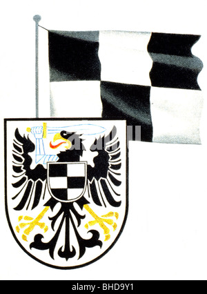 Araldica, stemma, Germania, Prussia, provincia di frontiera della Prussia Posen-West 1922 - 1945, bandiera e stemma, Foto Stock