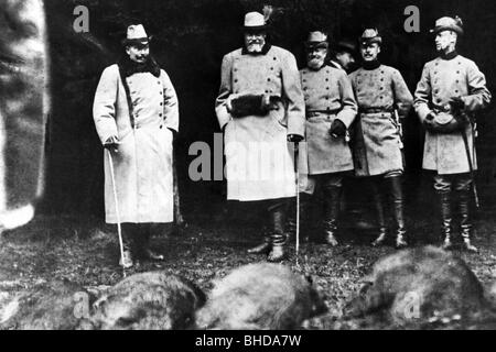 Guglielmo II, 27.1.1859 - 4.6.1941, imperatore tedesco 15.6.1888 - 9.11.1918, caccia, circa 1900, , Foto Stock