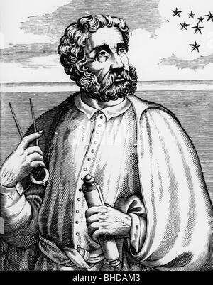 Magellano, Ferdinando, 1480 - 27.4.1521, navigatore e esploratore portoghese, a metà lunghezza, dopo l'incisione di l'Aumessin, 19th secolo, Foto Stock