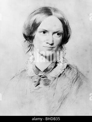 Bronte, Charlotte, 21.4.1816 - 31.3.1855, Inglese autore / scrittore, ritratto, acciaio,incisione del XIX secolo, l'artista del diritto d'autore non deve essere cancellata Foto Stock