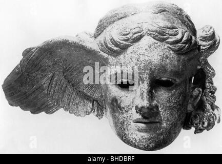 Hypnos, dio greco del sonno, testa di bronzo, 4th secolo a.C., Foto Stock