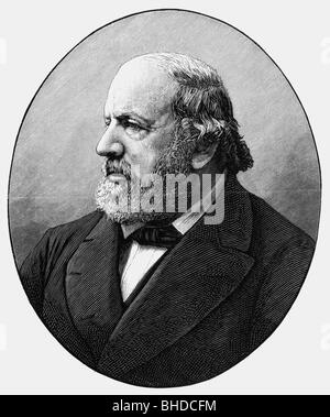 Hiller, Ferdinand, 24.10.1811 - 10.5.1885, compositore tedesco, ritratto, ovale, pubblicato nel 1884, , Foto Stock