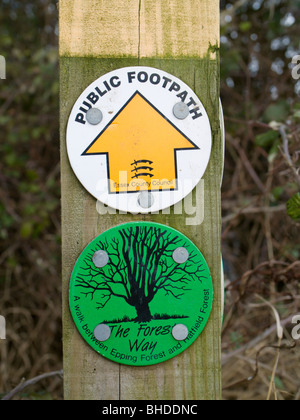 Del consiglio della contea di Essex sentiero pubblico segno: la strada forestale Foto Stock