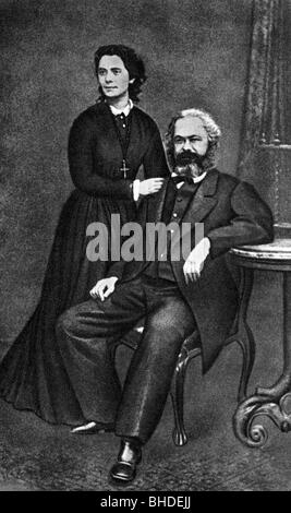 Marx, Karl, 5.1818 - 14.3.1883, deut. Philosofi, con la figlia Jenny, circa 1865, Foto Stock