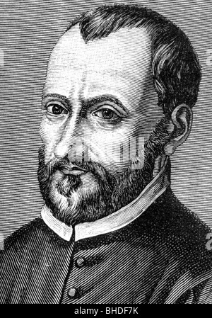 Palestrina Giovanni Pierluigi da, 1.12.1525 - 2.2.1594, musicista italiano (compositore e bandmaster), ritratto, dopo incisione su rame, artista del diritto d'autore non deve essere cancellata Foto Stock