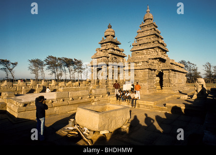 Shore tempio di Mahabalipuram;Mamallapuram vicino a Chennai, Tamil Nadu. Patrimonio mondiale Unesco sito. Foto Stock