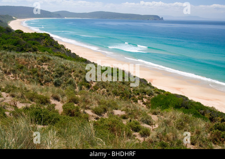 Istmo Bay dal collo, Bruny Island, Tasmania, Australia Foto Stock