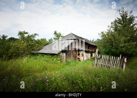 Casa abbandonata in campagna nei pressi di una foresta Foto Stock