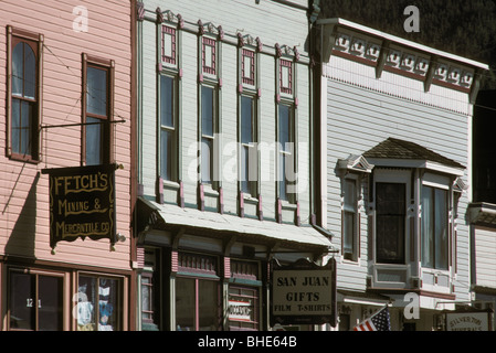 Era Vittoriana edifici linea la strada principale di Silverton, Colorado. Foto Stock