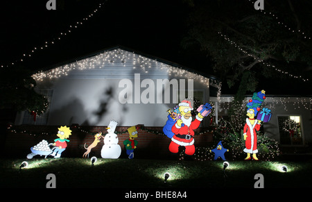 9 BLOCCHI DI LUCI DI NATALE QUARTIERE DI LUCI DI NATALE LOS ANGELES CA USA 14 Dicembre 2009 Foto Stock