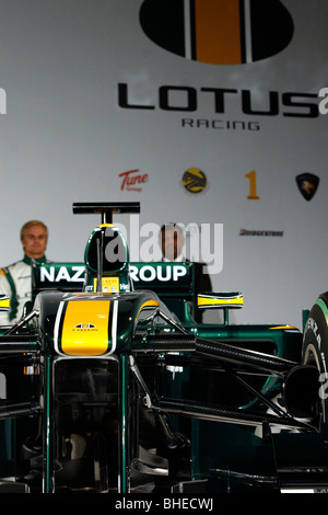 Lotus Cosworth T127 una vettura di Formula 1 al team di lancio in London Inghilterra England Foto Stock