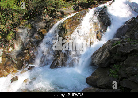 Stuibenfall, Tryols cascata più alta, vicino Umhausen, Otztal valley, Tirolo, Austria Foto Stock