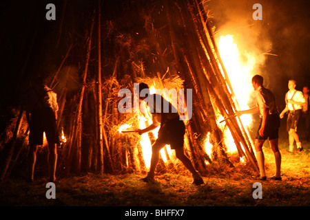 Fire, Festival di mezza estate, Muensing, Baviera, Germania Foto Stock