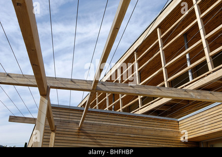 Facciata del design hotel Pergola Residence nella luce del sole, Merano, Val Venosta, Alto Adige, Italia, Europa Foto Stock