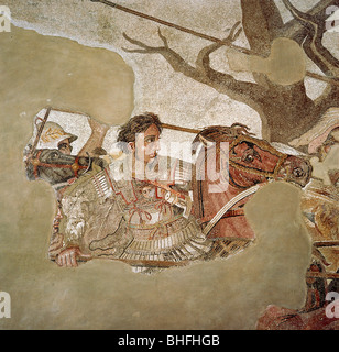 Mosaico Romano di Alessandro Magno alla battaglia di Isso, Pompei, Italia, (I secolo D.C.). Artista: sconosciuto Foto Stock