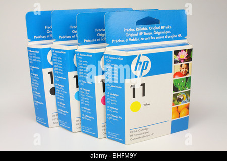 Un set di Hewlett Packard stampante a getto di inchiostro delle cartucce Foto Stock