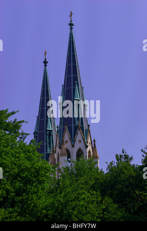 Cattedrale di San Giovanni Battista, Lafayette Square, Savannah in Georgia negli Stati Uniti Foto Stock