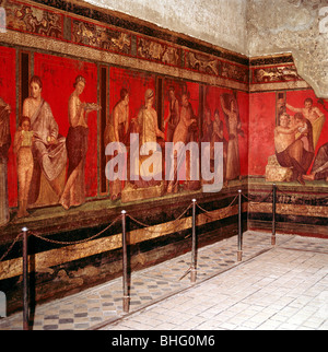 Wallpainting romana da Villa dei Misteri Pompei, Italia, 1 ° secolo. Artista: sconosciuto Foto Stock