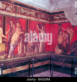 Wallpainting romana da Villa dei Misteri Pompei, Italia, 1 ° secolo. Artista: sconosciuto Foto Stock