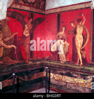 Wallpainting romana da Villa dei Misteri Pompei, Italia, 1 ° secolo. Artista: sconosciuto Foto Stock