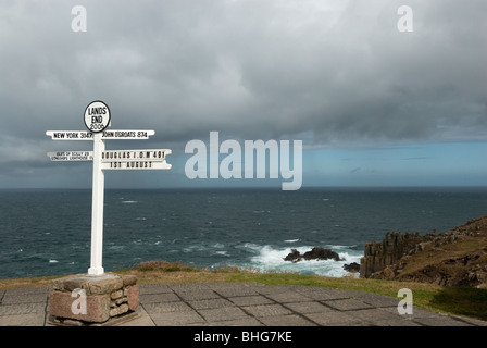 Lands End ufficiale Area Fotografia Cornwall Regno Unito Foto Stock