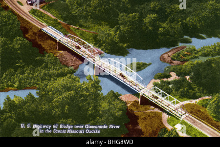 Ponte sul Fiume Gasconde negli Ozarks, Missouri, Stati Uniti d'America, 1954. Artista: sconosciuto Foto Stock