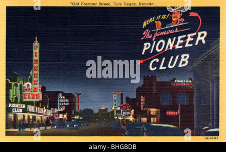 "Vecchia Fremont Street, Las Vegas, Nevada, cartolina, 1948. Artista: sconosciuto Foto Stock