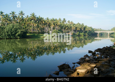 Attraente paesaggio fluviale dal Kerala Foto Stock